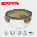 borosilicate round pyrex glass food storage freezer containers 400ml